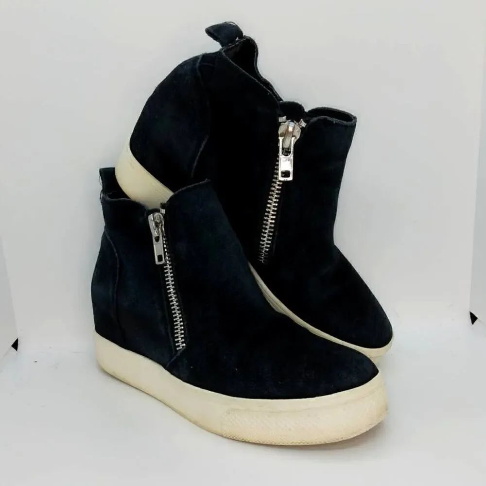 Steve Madden Wedge Suede/Leather Women's Pre-owned Dk Blue Sneakers- sz. 7 1/2M